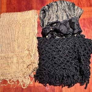 Multiples Black and Tan Textured Scarves